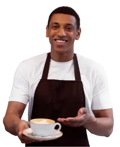 medium shot barista with coffee cup
